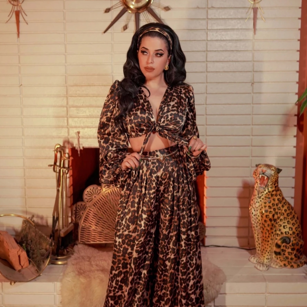 Vintage Vandalizm Leopard Pant set Pinup